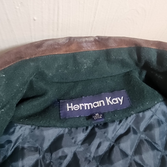 Vintage Womens Herman Kay Hunter Green Barn Coat with Leather Collar Sz Med - Picture 3 of 6